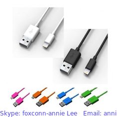 China Foxconn MFi Lightning Round Cables, USB Cables,  with lightning connector for iPhone 5S, 6, 6 plus, iPhone 7,iPad, iPod supplier